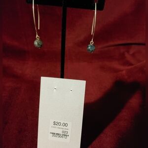 Artisan Earrings On Sterling Silver Wire, Stones With Flashes Of Blue, Grey